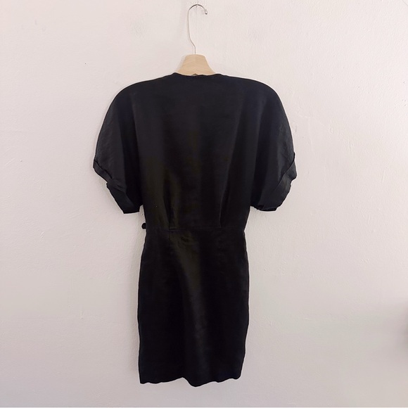 & Other Stories Linen Wrap Mini Dress Black - Picture 5 of 8